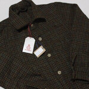 NWT Men's Boltey Worker Harris Tweed Check Brown Hand Woven Wool Size 48 (US 38)